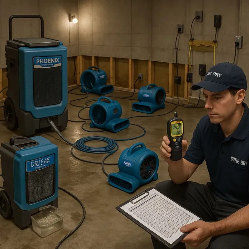 Structural Drying and Dehumidification process in Bedford, MA